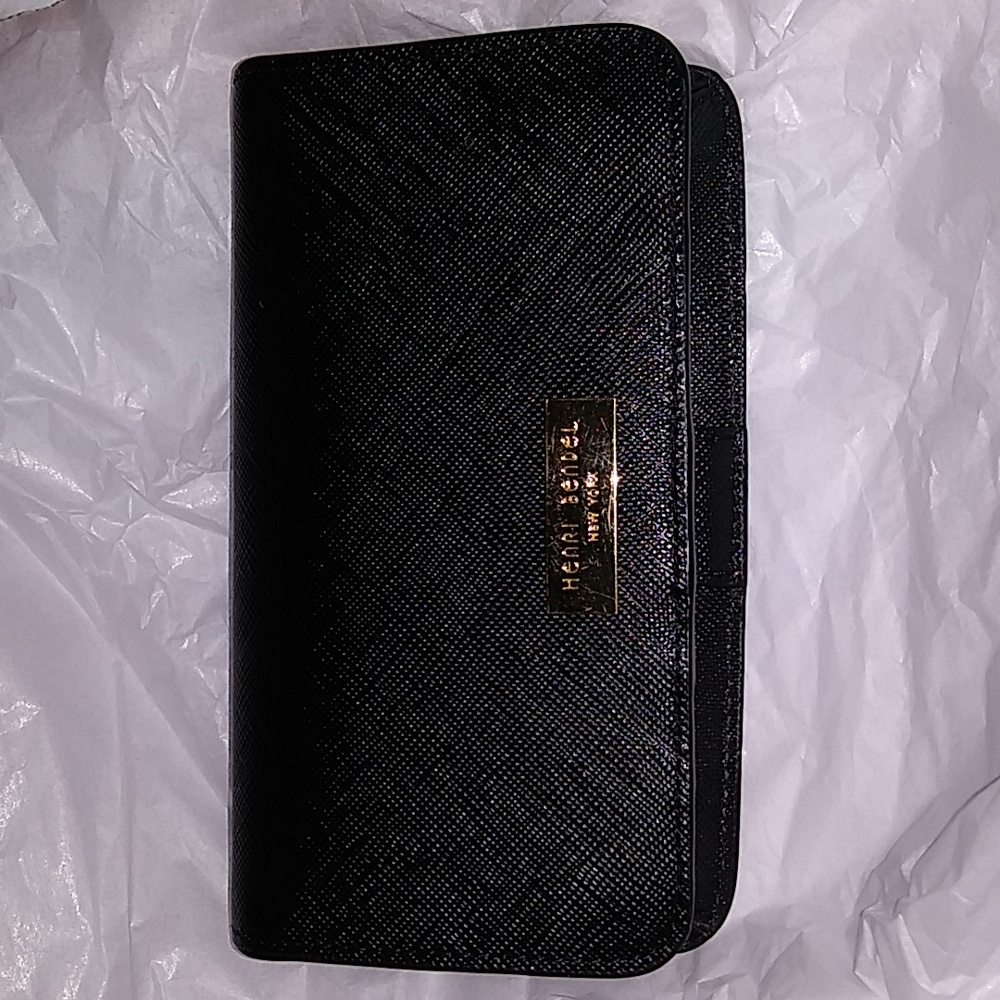 Henri Bendel Wallet, Card Holder and mini phone case in Black Leather
